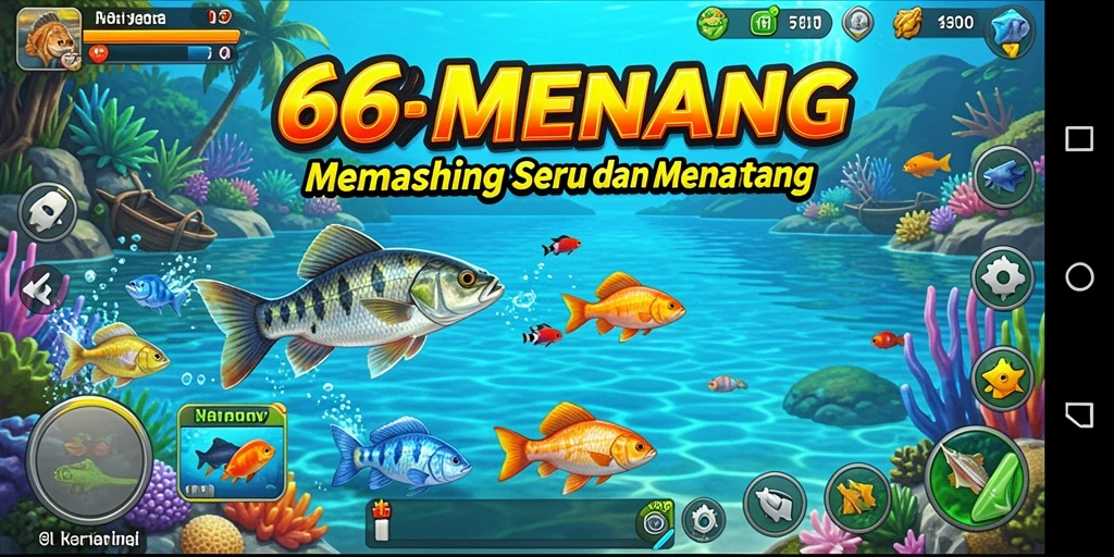 Screenshot dari permainan 66MENANG menunjukkan aksi memancing yang seru.