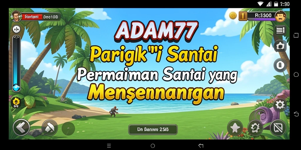 Tangkapan layar utama ADAM77 menunjukkan gameplay yang seru dan interaktif.