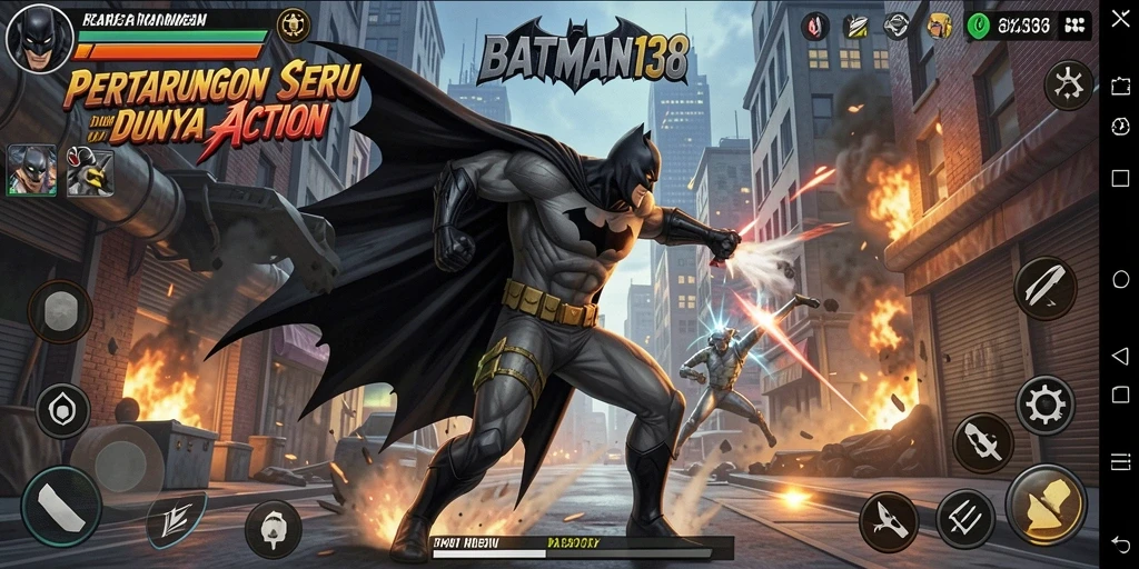 Screenshot utama BATMAN138 menampilkan aksi pertempuran yang mendebarkan.