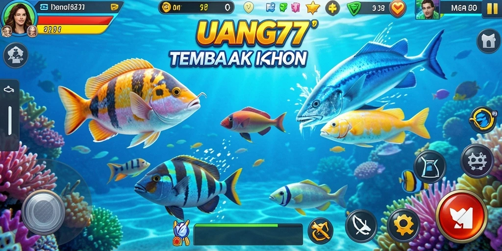 Gameplay seru UANG77 dengan banyak pilihan ikan untuk ditembak.
